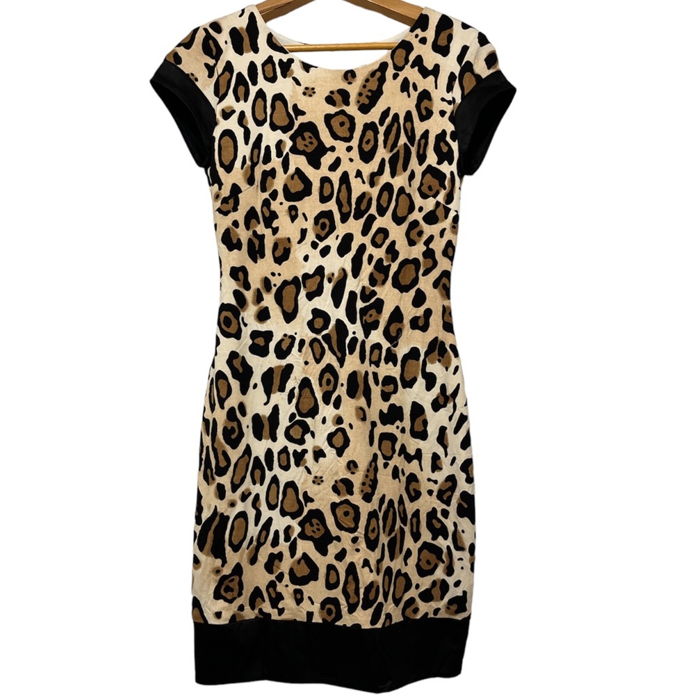 NWT Cache Silk Blend Knit Dress Size 2 Animal Print Bodycon.